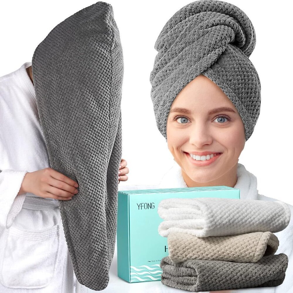 Microfiber Hair Towel Wrap 30x10 Quick Dry Anti Frizz Absorbent for Women